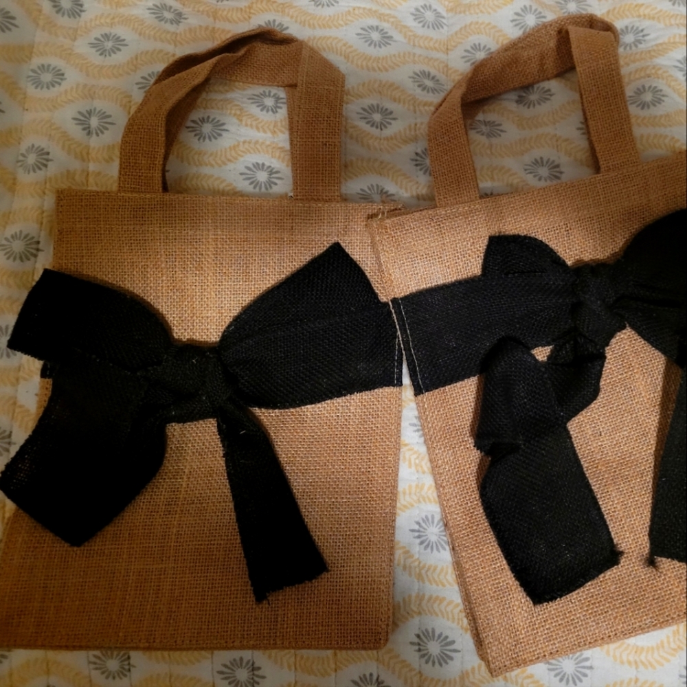 Gift bag burlap black and brown